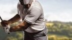 Muscular powerful golfer using golf exercises to become a better golfer Muscular powerful golfer using golf exercises to become a better golfer