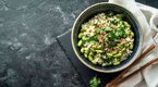 A bowl of rice with edamame A bowl of rice with edamame