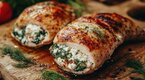Roasted chicken stuffed with cottage cheese Roasted chicken stuffed with cottage cheese